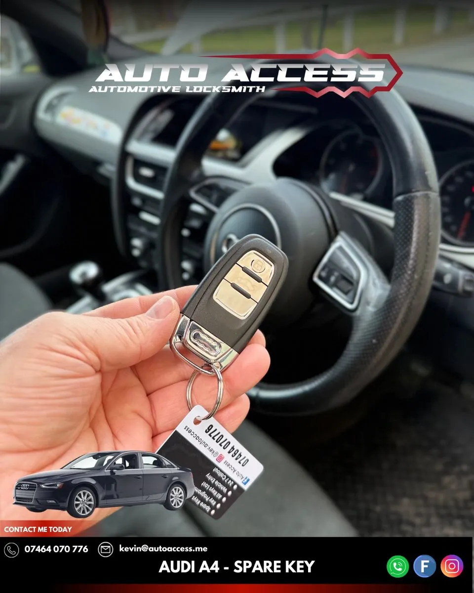 Audi A4 spare key cut and programmed by Auto Access auto locksmith in Jarrow, South Tyneside