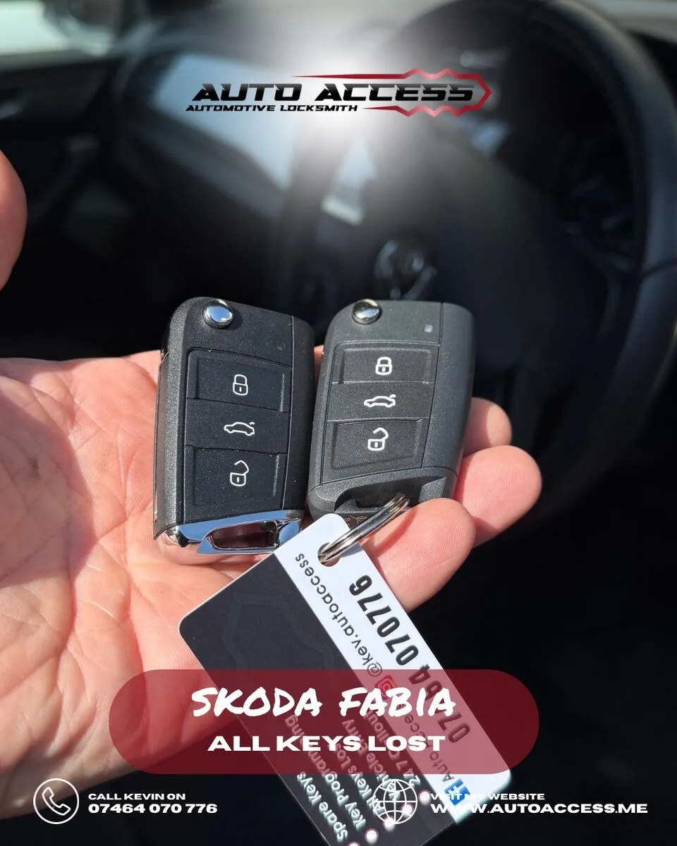 Skoda Fabia all keys lost replacement by Auto Access auto locksmith in Shildon, Bishop Auckland