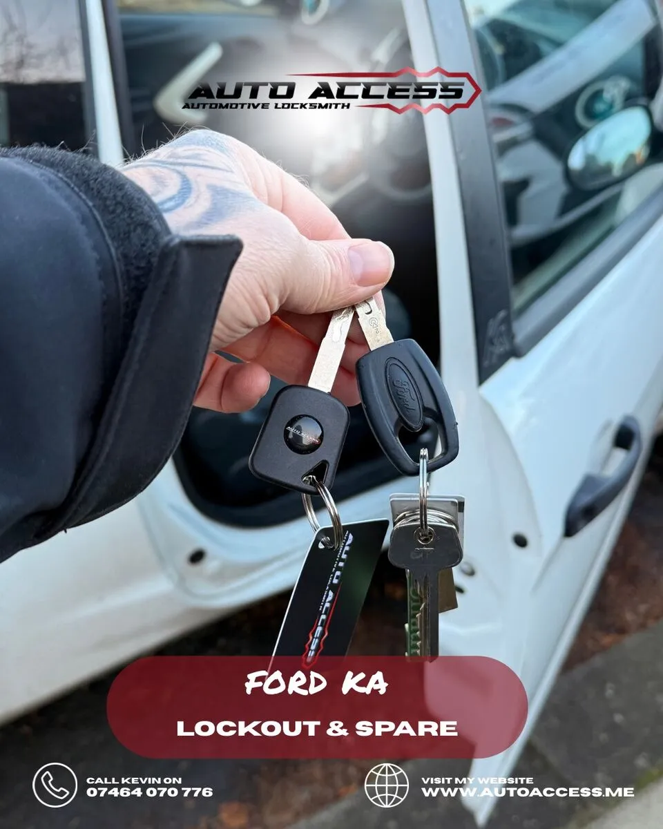 Ford Ka keys locked in car and spare key cut and programmed by Auto Access auto locksmith in Darlington