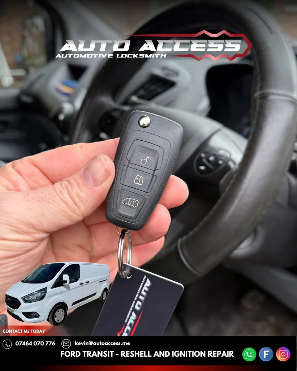 Ford Transit Custom spare key and ignition repair by Auto Access auto locksmith in Wolviston, Billingham