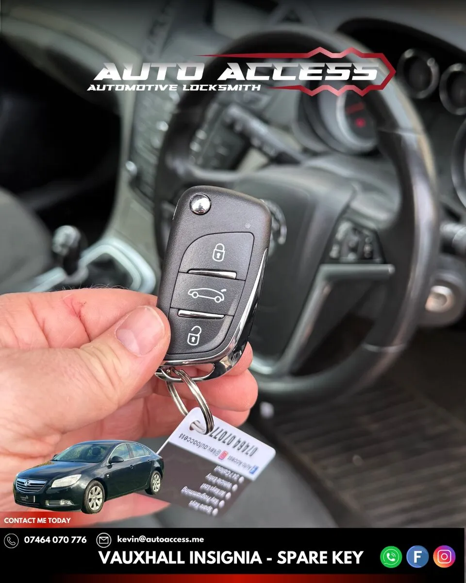 Vauxhall Insignia spare key cut and programmed by Auto Access auto locksmith in Port Clarence, Billingham