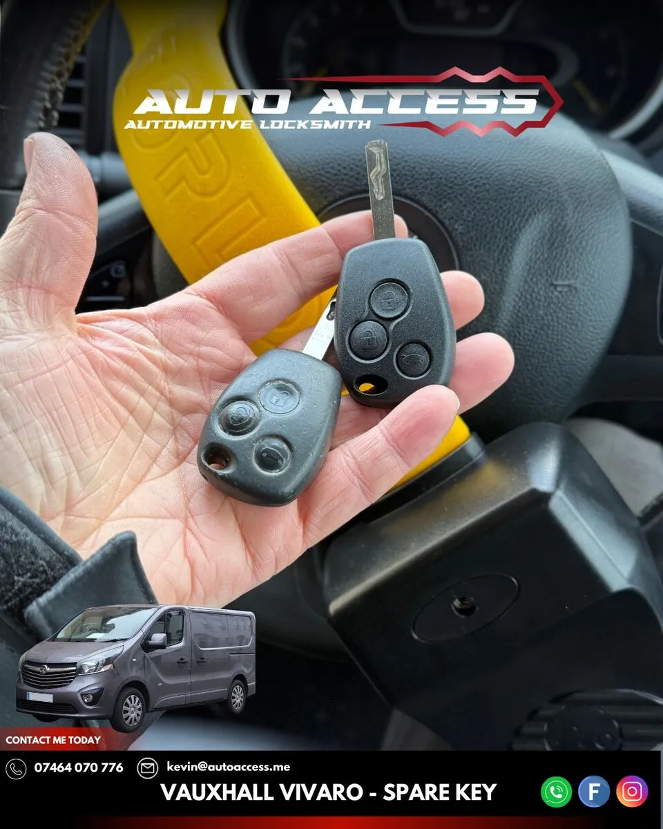 Vauxhall Vivaro spare key cut and programmed by Auto Access auto locksmith in Wingate, Peterlee