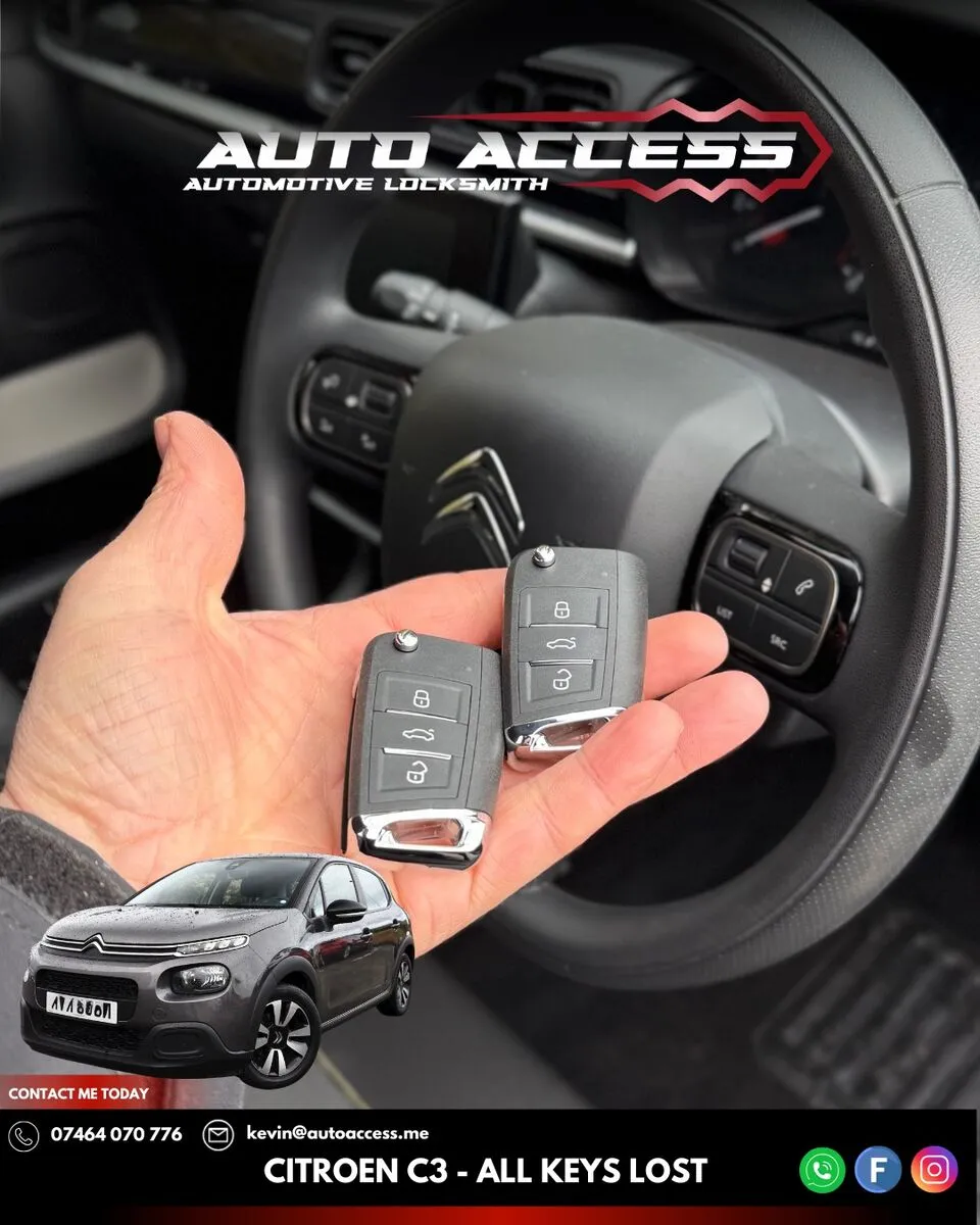 Citroen C3 all keys lost replacement by Auto Access auto locksmith at Aycliffe Business Park, Newton Aycliffe