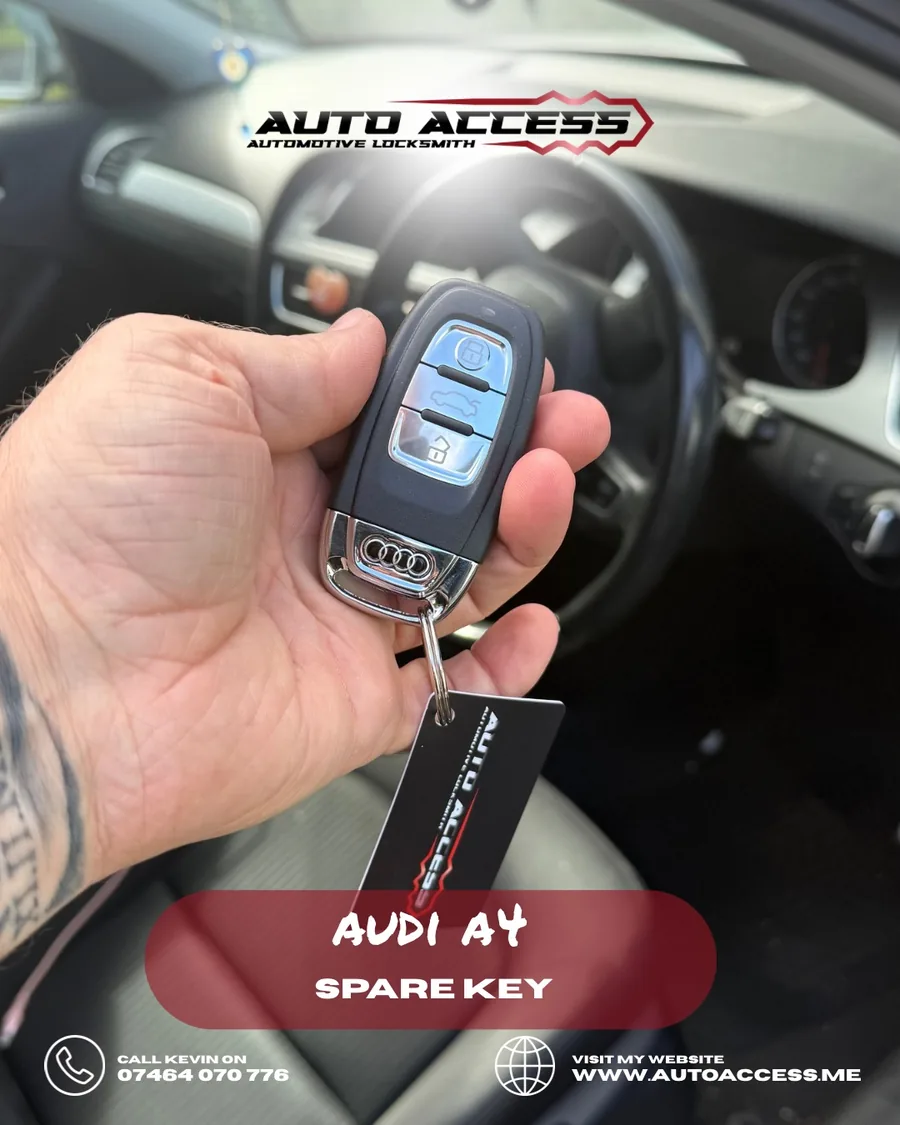 Audi A4 spare smart proximity key supplied and programmed on site by Auto Access in Bishop Auckland, North East