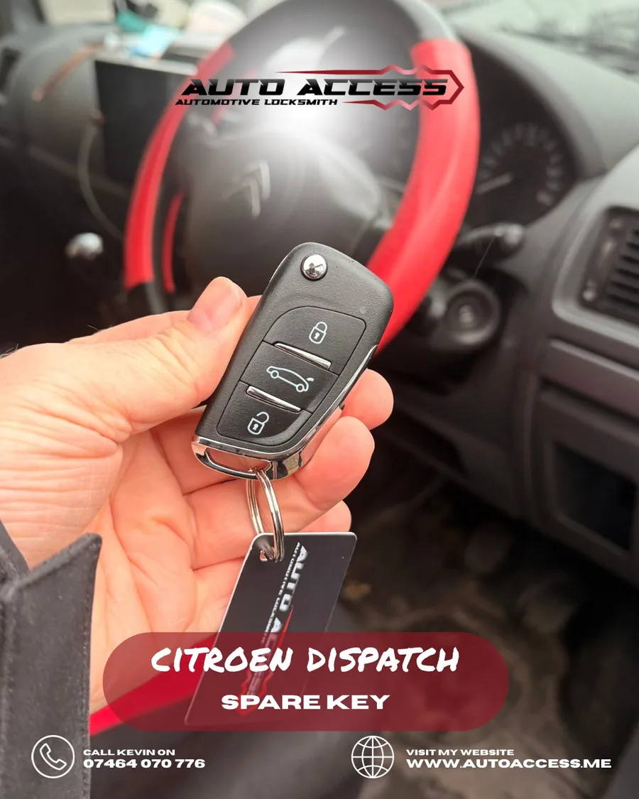 Citroen Dispatch spare flip key cut and programmed by Auto Access in Hartlepool, North East
