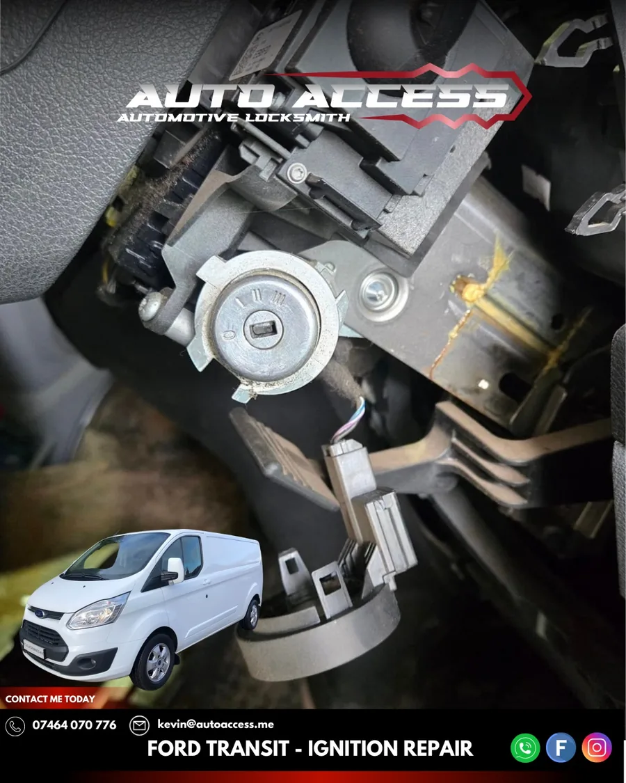 Ford Transit ignition barrel repair carried out roadside by Auto Access in the North East