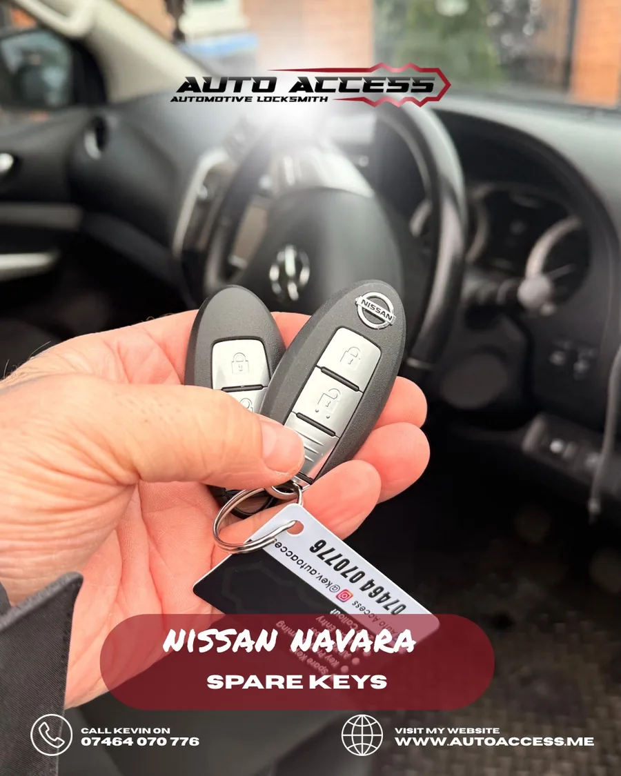 Nissan Navara two spare smart proximity keys supplied and programmed on site by Auto Access in Spennymoor, North East